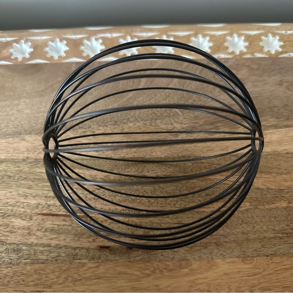 Set of 3 Decorative Metal and Wood Brown Spheres Ball Home Decor - Picture 4 of 5